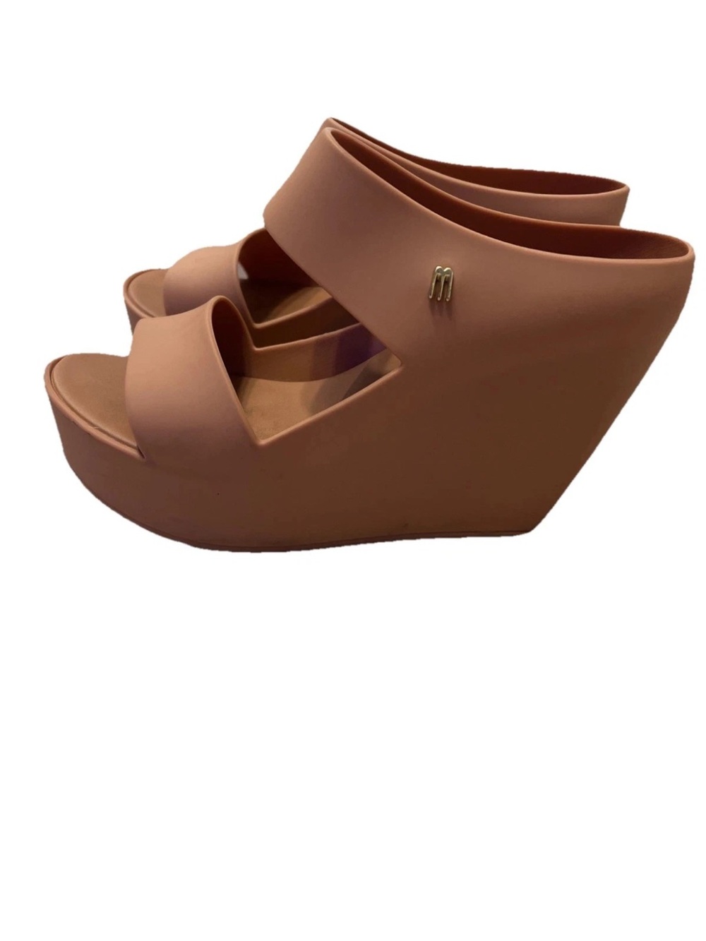 Melissa Mauve Pink Double-Strap Wedge Slides Sz 5